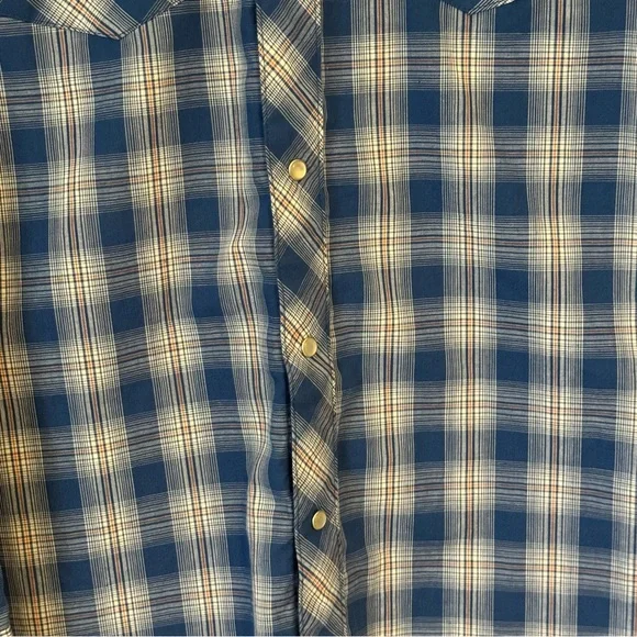 Wrangler Western Plaid Pearl Snap Shirt – Large – Long Sleeve – Blue - Picture 4 of 9
